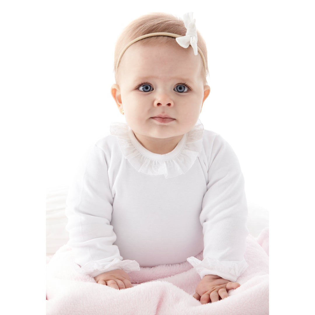 Long Sleeve Girl Onesie Dots Ruffle collar and Sleeves