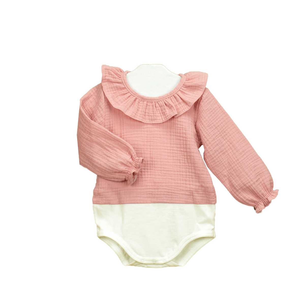 Long Sleeve Girl Onesie Ruffle collar