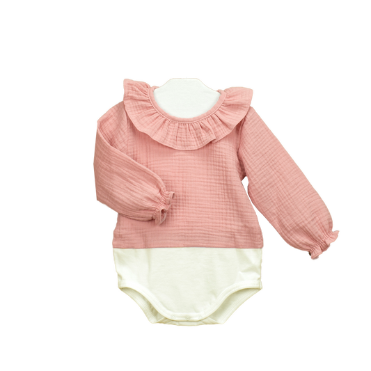 Long Sleeve Girl Onesie Ruffle collar