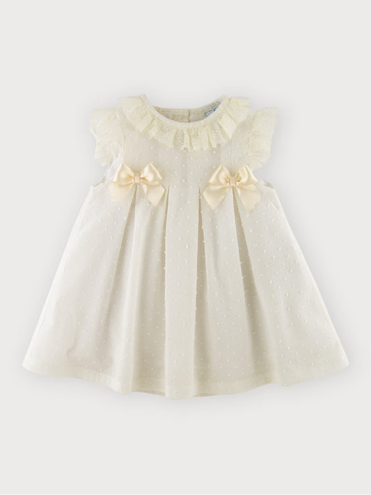 Short Sleeve Girl Dress with ruffle lace collar