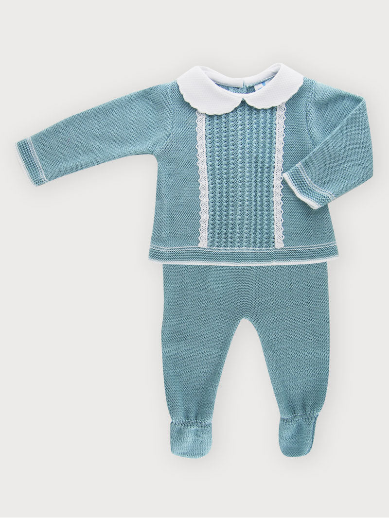 2-Piece Long Sleeve Knitted Unisex Babygrow Set