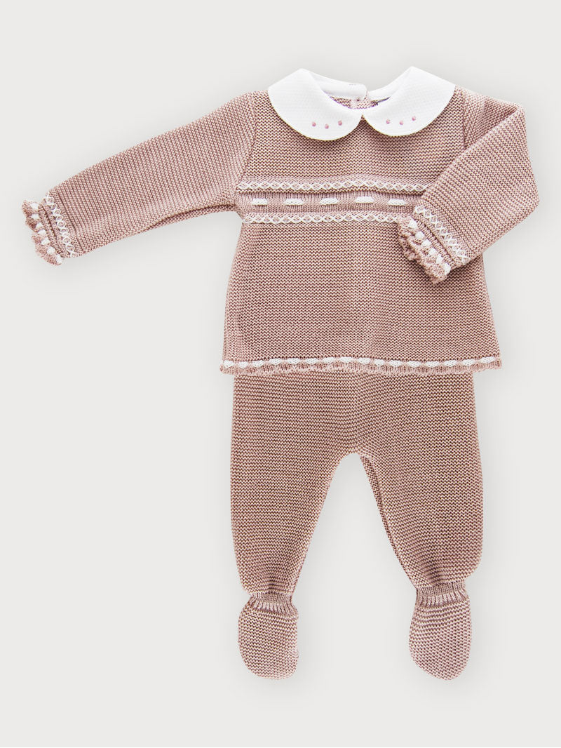 2-Piece Long Sleeve Knitted Unisex Babygrow Set