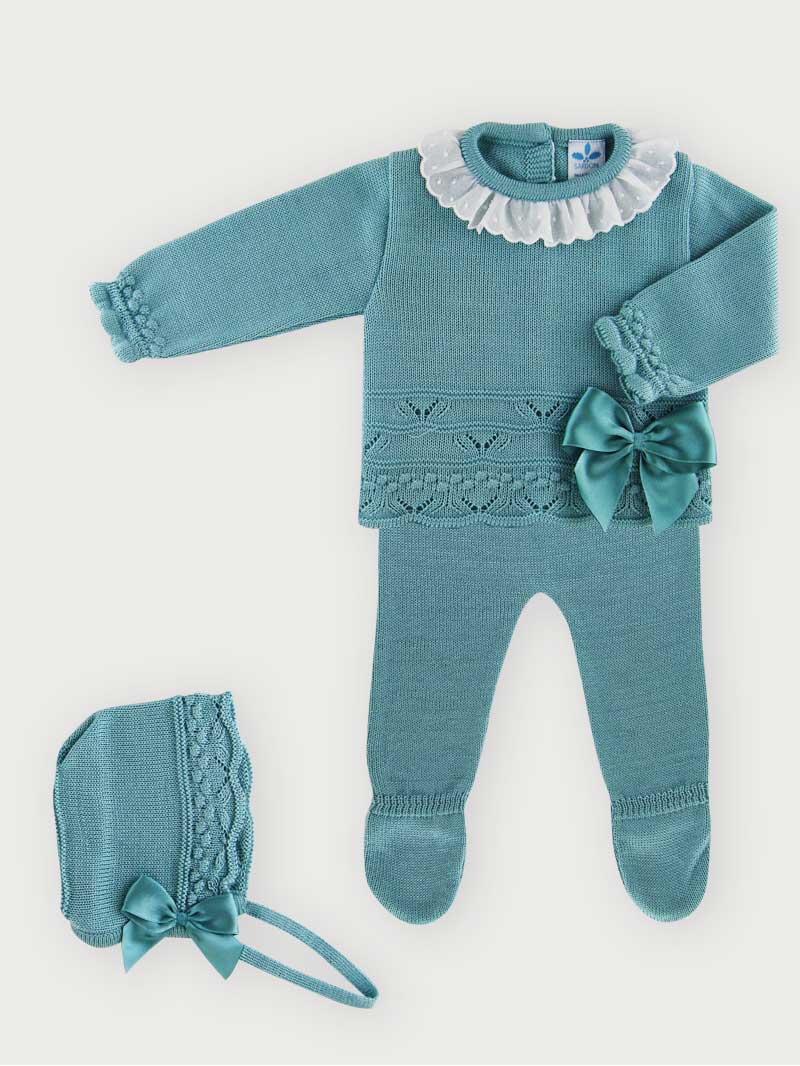 3-Piece Long Sleeve Knitted Unisex Babygrow Set