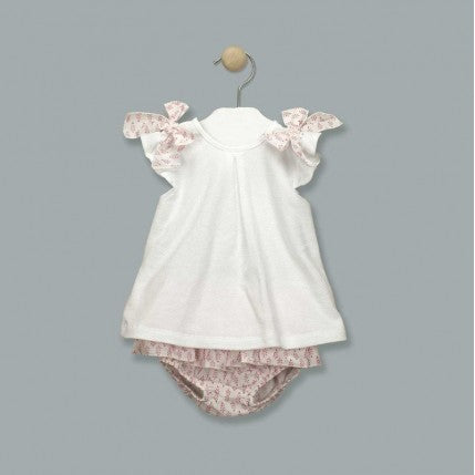 2-Piece Short Sleeve Girl Set with bows - Idun