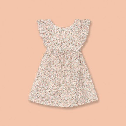 Short Sleeve Floral Cross Back Girl Dress - Ceres