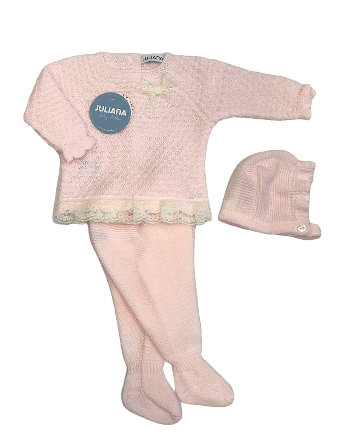 3-Piece Long Sleeve Knitted Girl Babygrow Set - Saona