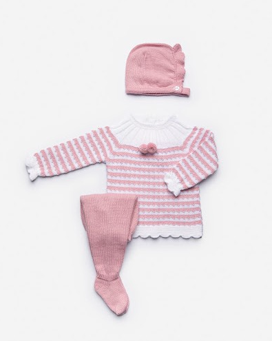 3-Piece Long Sleeve Knitted Girl Babygrow Set - Bambie