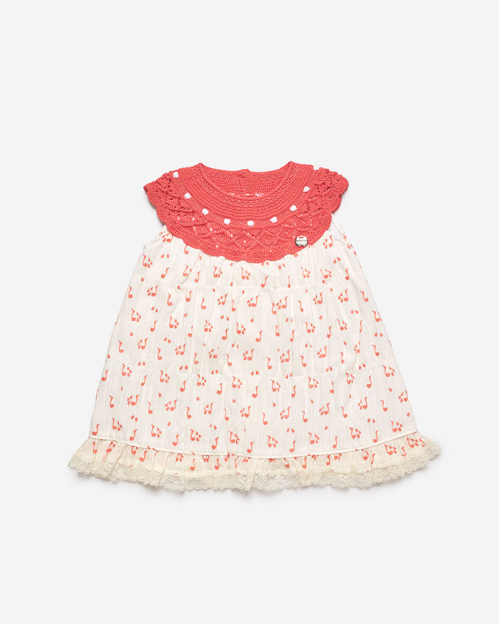 Sleeveless Girl Dress with knitted collar - Bora