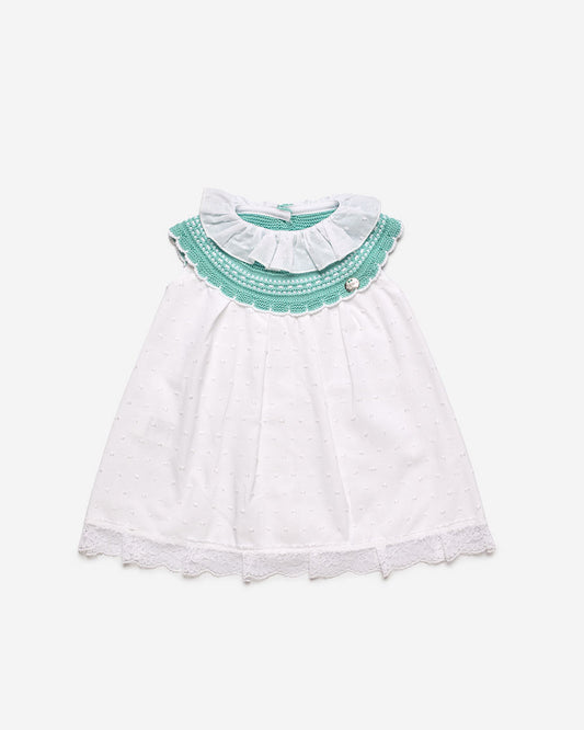 Sleeveless Girl Dress with knitted collar - Bonita