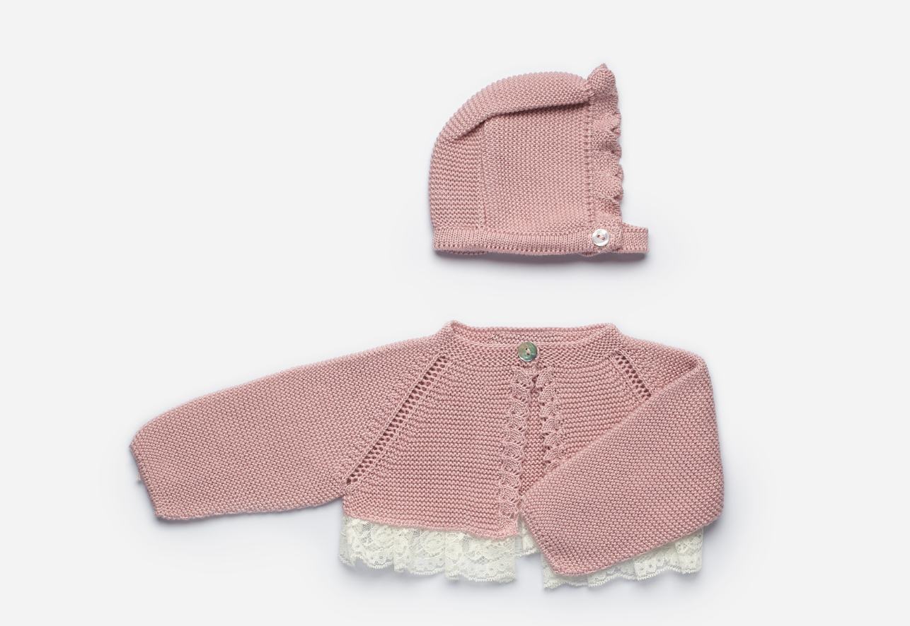 2-Piece Knitted Girl Bolero Cardigan with Hat - Maquillaje